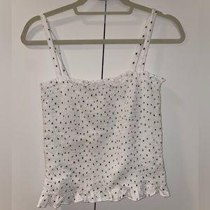 NWOT Aritzia Sunday best smocked tank white with black hearts